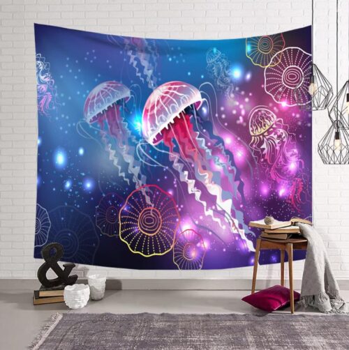 Colorful Mushroom Printing Home Tapestry - Mermaid Design