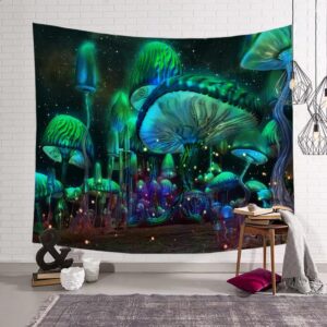Mushrom Design Beach Towel Green Fluorescent
